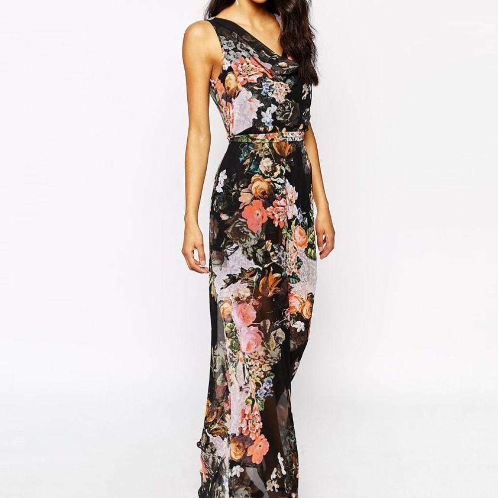 Style London Printed Maxi Dress - Black Floral